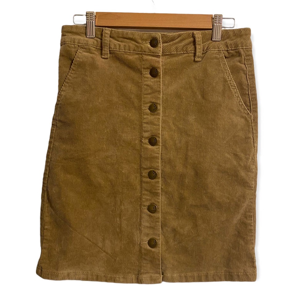 D. Jeans Light Brown Corduroy Button Down Mini Skirt Size 4